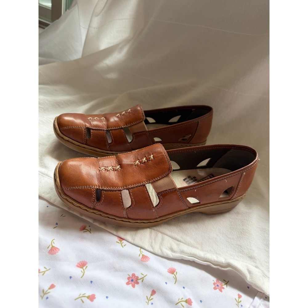 Rieker Antistress Women's Brown Leather Slip On Comfort Shoes Size 41
